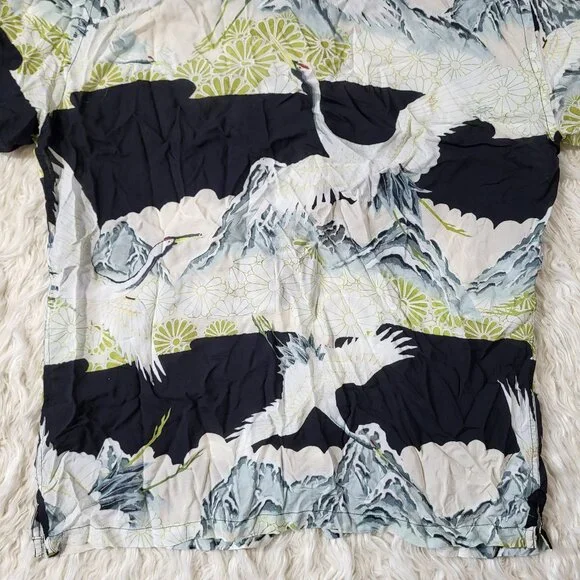 ALLSAINTS Soaring Short Sleeve Shirt Nature Praint | Size Large - Picture 14 of 15